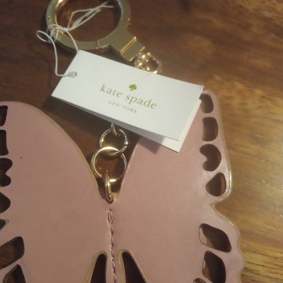 NWT KATE SPADE LEATHER AND METALLIC BUTTERFLY KEY FOB - Picture 3 of 3